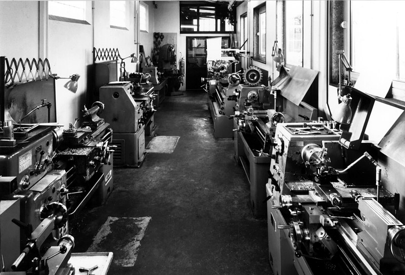L'atelier de tournage vers 1980